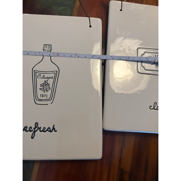 Set of 3 Bone white & Black Silhouette Bathroom Plaques- - Picture 8 of 9